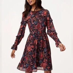 Loft Paisley Print Ruffled Dress 🏵️